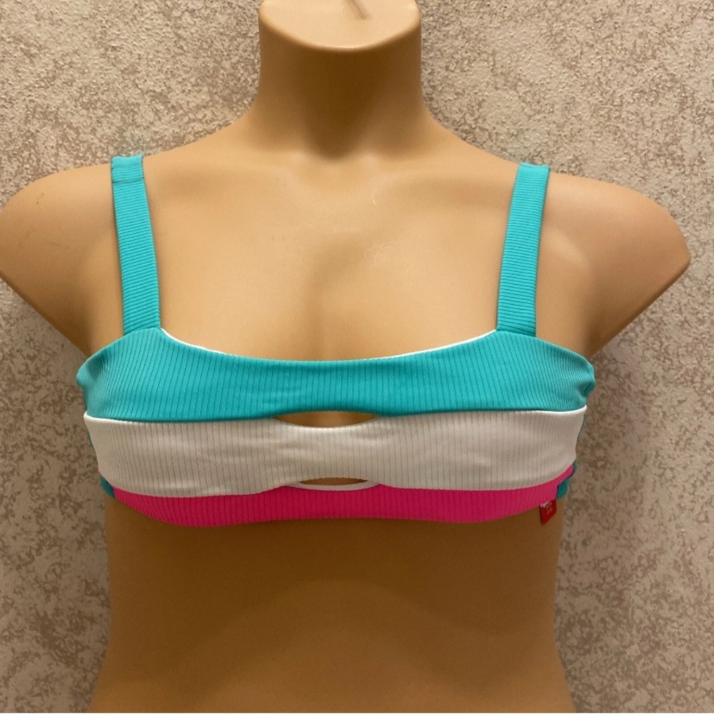 No Boundaries Colorful Striped Bikini Top